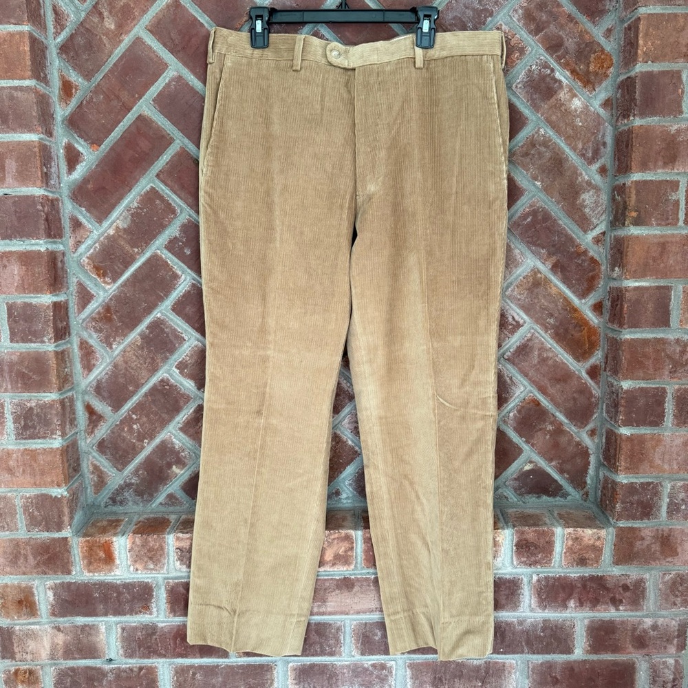 NWT JB Britches Men’s Wool Corduroy‎ Flat Front Pants Camel Tan Size 36 Italy